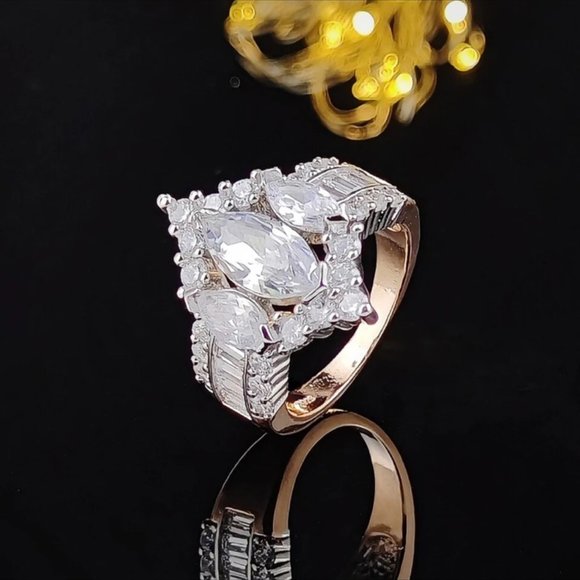 NEW ROSE GOLD DIAMOND S925 STERLING SILVER RING, BEAUTIFUL RING, SHINY RING. - Picture 4 of 6